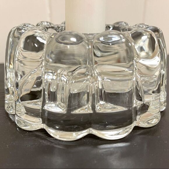 Vintage Princess House Clear Ribbed Round Crystal 3-Way Candle Holder Set - Picture 11 of 16